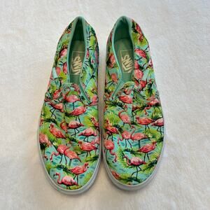 Vans Women’s Asher Flamingo & Palm Frond Graphic Print Slip-on Sneakers Size 9.5